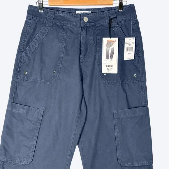 Brand New Vanilla Star Blue Cargo Pants Women's 8 Lightweight Utility Pockets - Picture 3 of 9